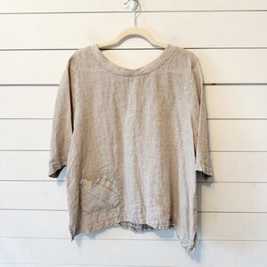 Chalet | Women’s 100% Linen Lagonlook relaxed Top Size Large